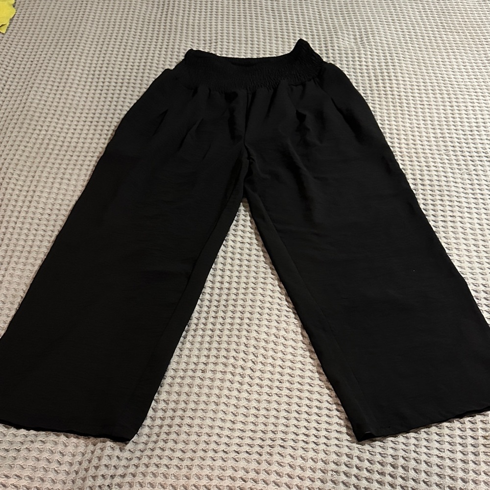 Womens Black Wide-Leg Pants